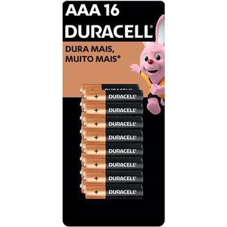 PILHA ALCALINA PALITO AAA COM 16 UNIDADES - UN - DURACELL