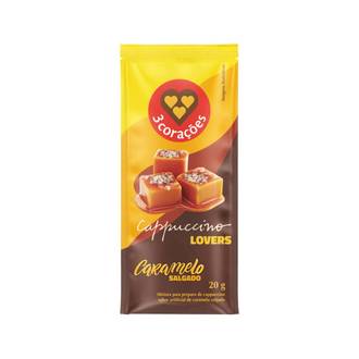 CAPPUCCINO SOLUVEL 20G - CARAMELO SALGADO - SACHE - UN - 3 CORACOES