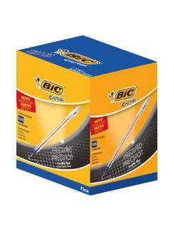 CANETA CRISTAL ESCRITA FINA 0,8MM - AZUL - CX 100 - BIC