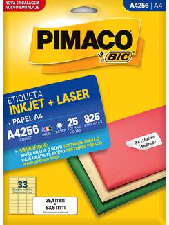 ETIQUETA INKJET/LASER A4 25L - A4256 - 25X63 - UN - PIMACO