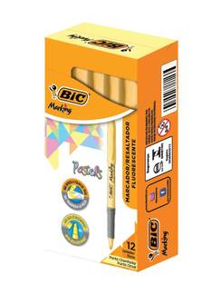 MARCA TEXTO BRITE LINER PASTEL  - AMARELO - CX 12 - BIC