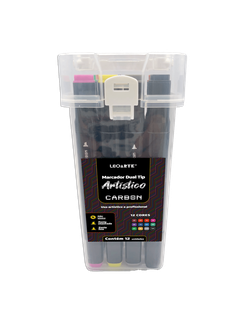 CANETA MARCADOR P/ COLORIR 12 CORES - PONTA DUPLA - 10632 - UN - LEO ARTE