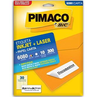 ETIQ INKJET/LASER CARTA 10FL - 6080 - 25X66 - UN - PIMACO