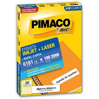 ETIQ INKJET/LASER CARTA 100FL - 6181 - 25X101 - UN - PIMACO
