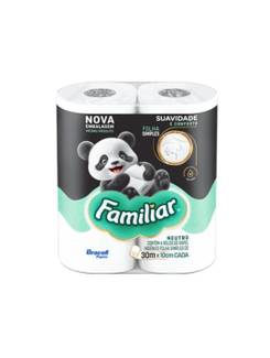 PAPEL HIGIENICO FOLHA SIMPLES C/4 - 30M - 100% CELULOSE - UN - FAMILIAR