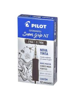 CANETA SUPER GRIP 0.7MM - PRETO - CX 12 - PILOT