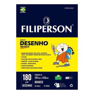 BLOCO DESENHO A3 20FL - 180G - 01650 - BRANCO - UN - FILIPERSON