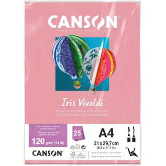 PAPEL IRIS VIVALDE A4 25FLS - 120G - ROSA CLARO - UN - CANSON