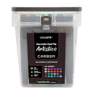 CANETA MARCADOR P/ COLORIR 24 CORES - PONTA DUPLA - 10629 - UN - LEO ARTE