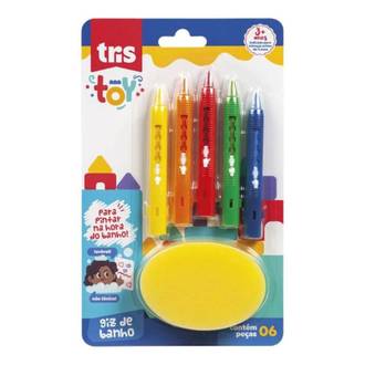 GIZ DE CERA PARA O BANHO TOY 5 CORES - C/ESPONJA - 908063 - CX 96 - TRIS