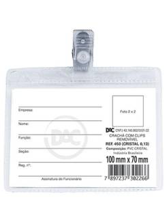 CRACHA HORIZONTAL C/ PRESILHA 70 X100MM - 450 - PCT 50 - DAC