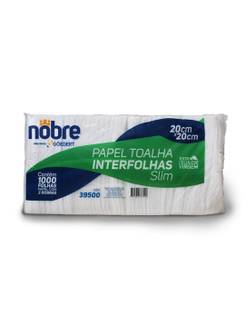 PAPEL TOALHA INTERFOLHADO 100% CELULOSE - 18X20 - SLIM - C/1000 - UN - NOBRE