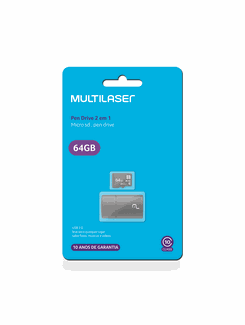 CARTAO MEMORIA MICRO SD 64GB 2X1 - PRETO - UN - MULTILASER