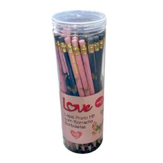 LAPIS PRETO HB LOVE BORBOLETAS C/BORRACHA - 32255 - CX 48 - MOLIN