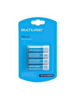 PILHAS RECARREGÁVEIS AA 2500MAH COM 4 UNIDADES MULTILASER - CB052 - UN - MULTILASER