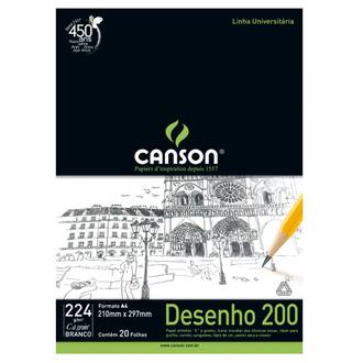 BLOCO DESENHO A4 20FL - 200G - BRANCO - UN - CANSON