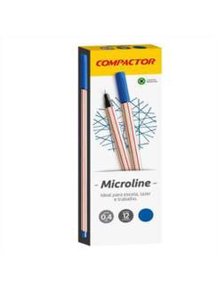CANETA MICROLINE 0,4MM - AZUL - CX 12 - COMPACTOR