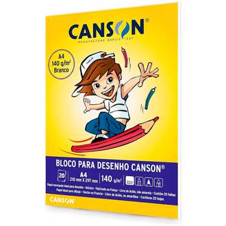 BLOCO DESENHO A4 20FL - 140G - BRANCO - PCT 10 - CANSON