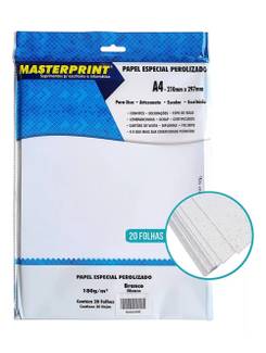 PAPEL PEROLIZADO A4 20FLS - 180G - 302070051 - BRANCO - UN - MASTERPRINT