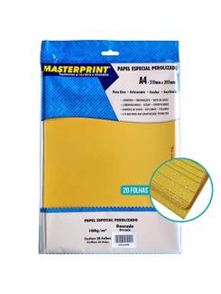 PAPEL PEROLIZADO A4 20FLS - 180G - 302070048 - DOURADO - UN - MASTERPRINT