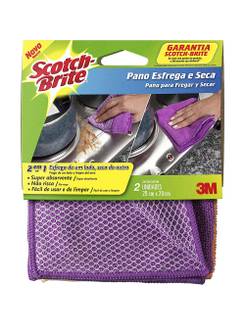 PANO ESFREGA/SECA C/2 - 29CMX29CM - SCOTCH-BRITE - UN - 3M