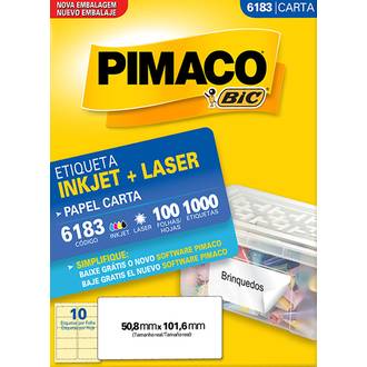 ETIQ INKJET/LASER CARTA 100FL - 6183 - 50X101 - UN - PIMACO