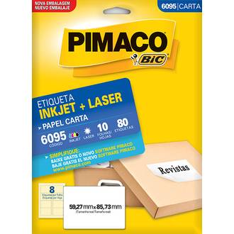ETIQ INKJET/LASER CARTA 10FL - 6095 - 59X85 - UN - PIMACO