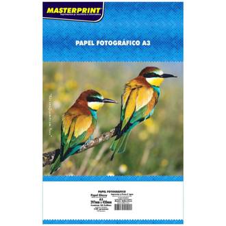 PAPEL GLOSSY ADESIVO A3 20FLS - 130G - 302050007 - UN - MASTERPRINT
