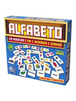 ALFABETO 2 EM 1 MEMORIA E DOMINO EM MADEIRA - 2904 - 51 PCS - UN - PAIS E FILHOS