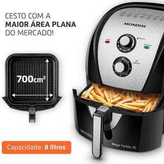FRITADEIRA AIR FRYER 8L AFN-80-BI 127V - PRETO/INOX - UN - MONDIAL