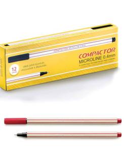 CANETA MICROLINE 0,4MM - VERMELHO - CX 12 - COMPACTOR
