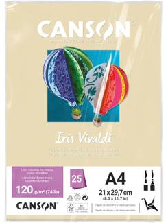 PAPEL IRIS VIVALDE A4 25FLS - 120G - CREME - UN - CANSON