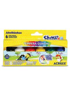 TINTA GUACHE SHOW COLOR 18ML C/6 CORES - C/PINCEL - PCT 3 - ACRILEX