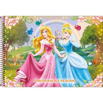 CADERNO DESENHO CAPA DURA 80FLS - ESPIRAL - 309061 - PRINCESAS - UN - TILIBRA