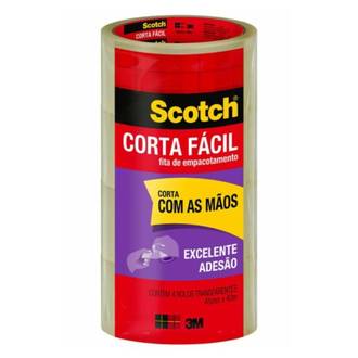 FITA EMPACOTAMENTO 45X40 - CORTA FACIL - TRANSPARENTE - PCT 4 - 3M