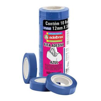 FITA ADESIVA COLORIDA 12X10 - AZUL - PCT 10 - ADELBRAS