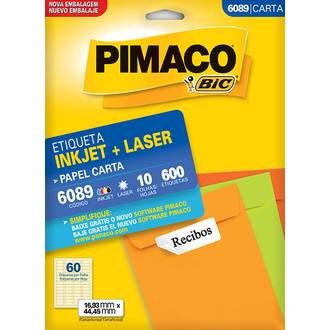 ETIQ INKJET/LASER CARTA 10FL - 6089 - 16X44 - UN - PIMACO