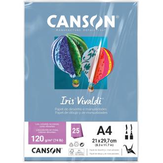 PAPEL IRIS VIVALDE A4 25FLS - 120G - AZUL ROYAL - UN - CANSON