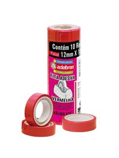 FITA ADESIVA COLORIDA 12X10 - VERMELHO - PCT 10 - ADELBRAS