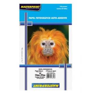 PAPEL GLOSSY ADESIVO A4 50FLS - 130G - 302010041 - UN - MASTERPRINT