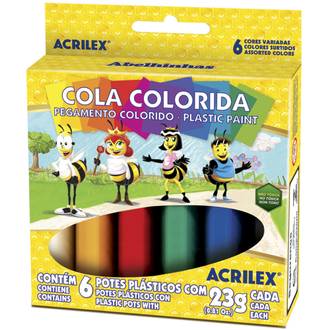 COLA COLORIDA 6 CORES 23G CADA - UN - ACRILEX