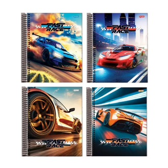 CADERNO UNIV CAPA DURA 20X1 320FLS - FAST RACE - UN - JANDAIA