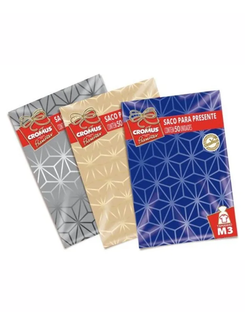 SACO PARA PRESENTE C/50 METALICO - SORTIDO - 20X29 - UN - CROMUS