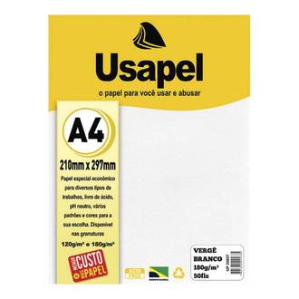 PAPEL VERGE A4 50FLS - 180G - 25027 - BRANCO - UN - USAPEL