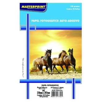 PAPEL GLOSSY ADESIVO A4 20FLS - 130G - 302010008 - UN - MASTERPRINT