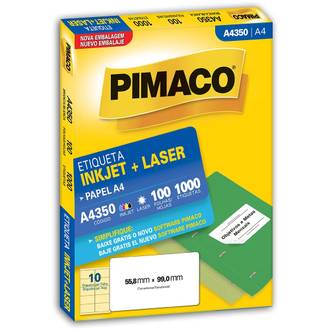 ETIQUETA INKJET/LASER A4 100FL - A4350 - 55X99 - UN - PIMACO