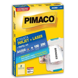 ETIQUETA INKJET/LASER A4 100FL - A4368 - 143X199 - UN - PIMACO