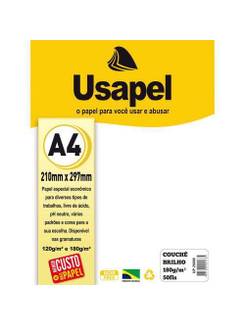 PAPEL COUCHE A4 50FLS - 120G - BRILHO - 25007 - BRANCO - UN - USAPEL