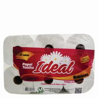 PAPEL TOALHA BOBINA C/6 100% CELULOSE - 200X20 - IDEAL - UN - MEYORS