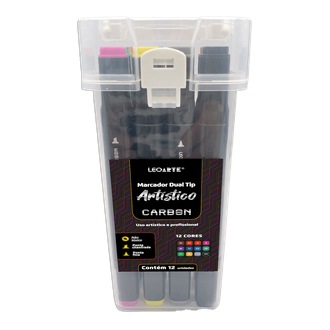 CANETA MARCADOR P/ COLORIR 12 CORES - PONTA DUPLA - 10632 - UN - LEO ARTE
